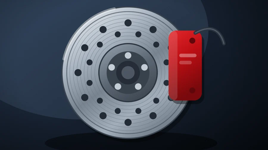 Brake rotor with a red caliper