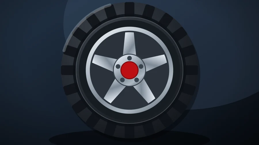 Tire mounted on an alloy wheel